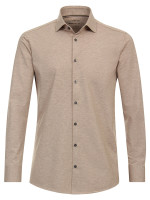 Venti Hemd MODERN FIT JERSEY beige mit Kent Kragen in moderner Schnittform