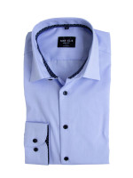 Camicia Marvelis BODY FIT UNI POPELINE azzurro con New York Kent collar in taglio stretto