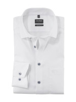 Camicia Olymp LUXOR modern fit FAUX UNI bianco con Global Kent collar in taglio moderno