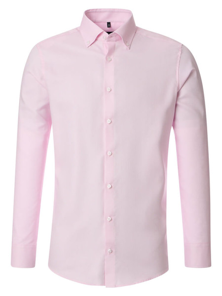 Camicia Venti MODERN FIT BELLE OXFORD rosa con Button Down collar in taglio moderno