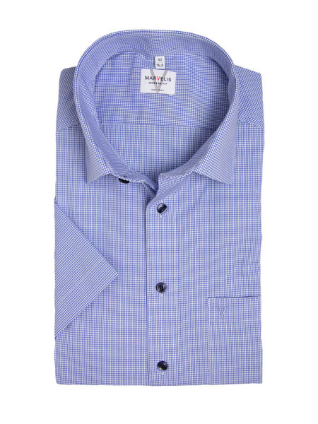 Camicia Marvelis MODERN FIT UNI POPELINE azzurro con Nuovo Kent collar in taglio moderno