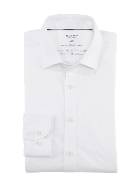 Chemise Olymp LEVEL 5 JERSEY blanc avec col New York Kent en coupe étroite