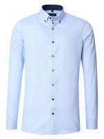 Chemise Redmond SLIM FIT STRUCTURE bleu clair avec col Button Down en coupe étroite