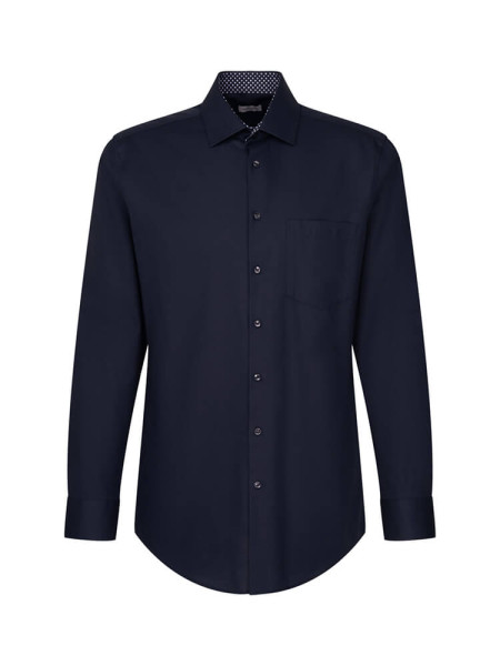 Camicia Seidensticker MODERN TWILL blu scuro con Business Kent collar in taglio moderno