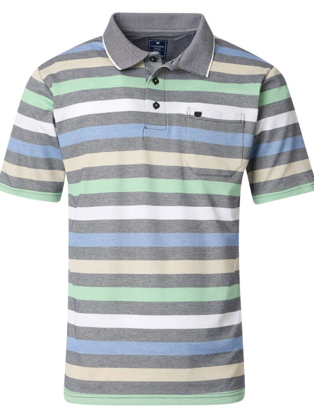 Chemise polo Redmond COMFORT FIT WASH &amp; WEAR vert avec col Bouton polo en coupe classique