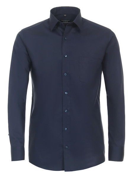 Camicia Redmond COMFORT FIT UNI POPELINE blu scuro con Kent collar in taglio classico