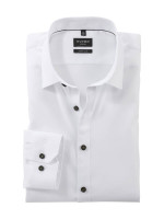 Camicia Olymp NO. SIX NATTÉ bianco con New York Kent collar in taglio super stretta