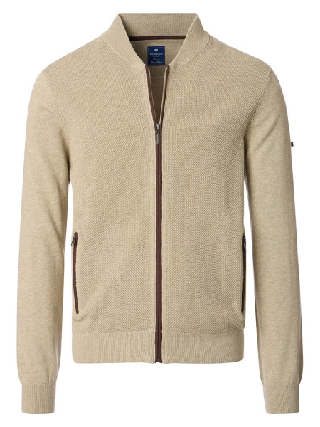 Cardigan Redmond COMFORT FIT STRUCTURE beige avec col Col montant en coupe classique