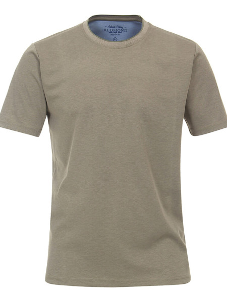 T-shirt Redmond COMFORT FIT WASH &amp; WEAR vert avec col Col rond en coupe classique