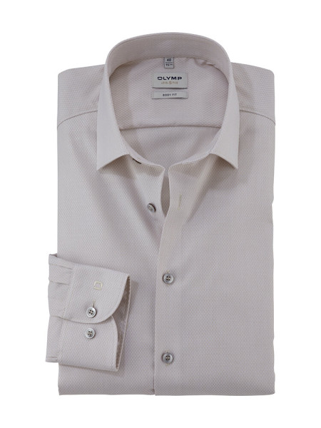 Camicia Olymp LEVEL 5 FAUX UNI beige con New York Kent collar in taglio stretto