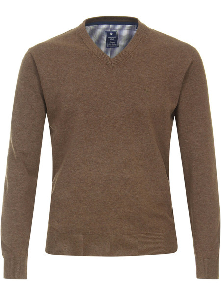 Ponticello Redmond REGULAR FIT MAGLIA marrone con Scollo a V collar in taglio classico