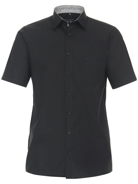 Chemise CasaModa COMFORT FIT UNI POPELINE noir avec col Kent en coupe classique