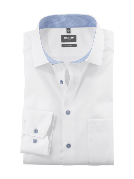 Chemise Olymp LUXOR modern fit FAUX UNI blanc avec col Global Kent en coupe moderne