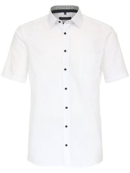 Camicia CasaModa COMFORT FIT UNI POPELINE bianco con Kent collar in taglio classico