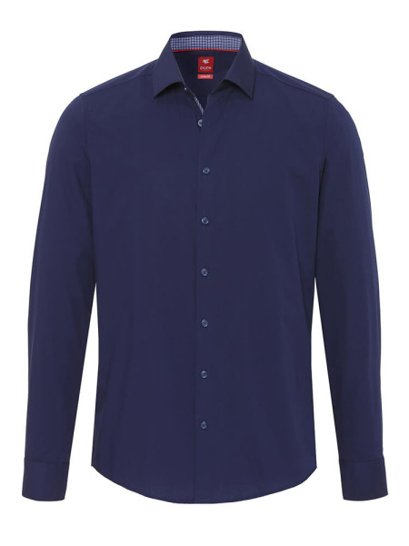 Chemise Pure SLIM FIT UNI STRETCH bleu foncé avec col Kent en coupe étroite