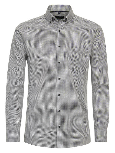 Redmond Hemd MODERN FIT PRINT grau mit Button Down Kragen in moderner Schnittform