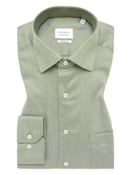 Camicia Eterna COMFORT FIT STRUTTURA verde con Kent collar in taglio classico