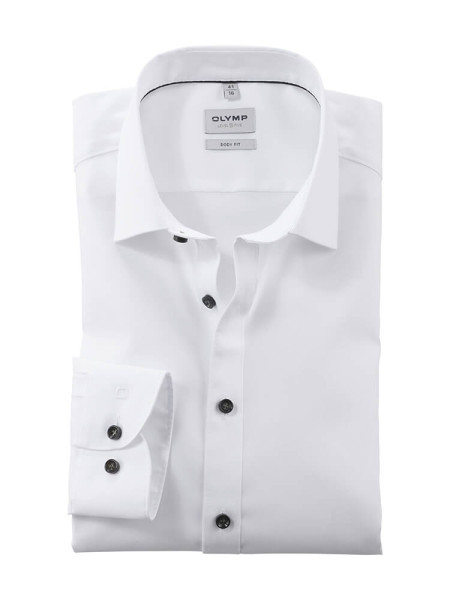 Camicia Olymp LEVEL 5 NATTÉ bianco con New York Kent collar in taglio stretto