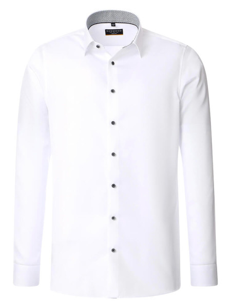 Chemise Redmond SLIM FIT TWILL blanc avec col Kent en coupe étroite