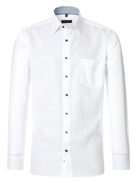 Camicia Redmond MODERN FIT TWILL bianco con Kent collar in taglio moderno