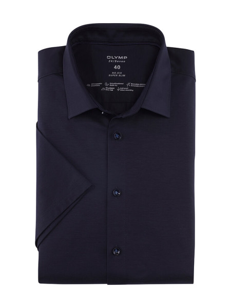 Chemise Olymp NO. SIX JERSEY bleu foncé avec col Kent urbain en coupe super étroite