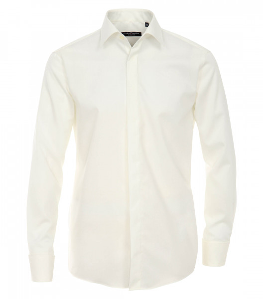 Camicia CASAMODA COMFORT FIT UNI POPELINE beige con Kent collar in taglio classico