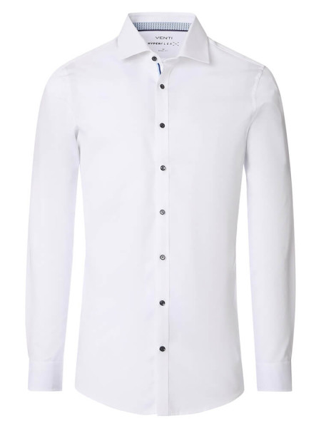 Camicia Venti BODY FIT STRUTTURA STRETCH bianco con Kent collar in taglio stretto