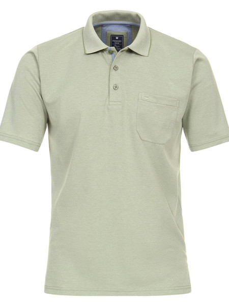 Chemise polo Redmond COMFORT FIT WASH &amp; WEAR vert avec col Bouton polo en coupe classique