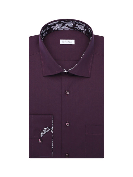 Camicia Seidensticker MODERN UNI POPELINE rosso scuro con Business Kent collar in taglio moderno