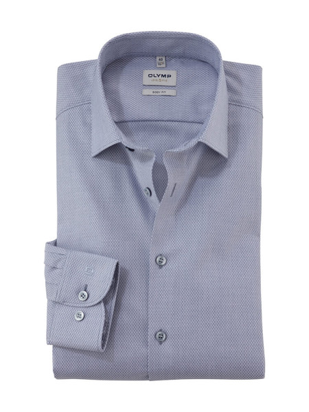 Chemise Olymp LEVEL 5 FAUX UNI bleu foncé avec col New York Kent en coupe étroite