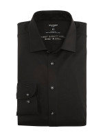 Camicia Olymp NO. SIX JERSEY nero con Kent urbano collar in taglio super stretta