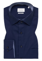 Camicia Eterna COMFORT FIT UNI POPELINE blu scuro con Kent collar in taglio classico