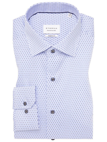 Camicia Eterna MODERN FIT UNI POPELINE azzurro con Kent collar in taglio moderno