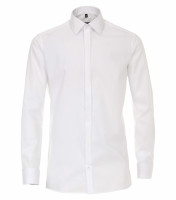 Chemise CASAMODA COMFORT FIT UNI POPELINE blanc avec col Kent en coupe classique