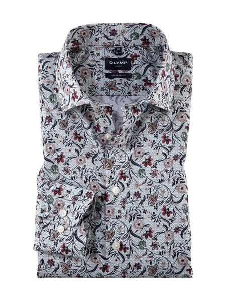 Camicia Olymp LUXOR PRINT verde con Global Kent collar in taglio moderno