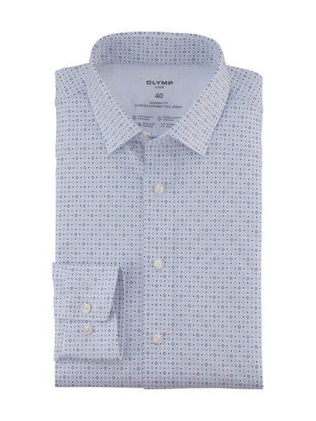 Camicia Olymp LUXOR modern fit JERSEY bianco con Nuovo Kent collar in taglio moderno