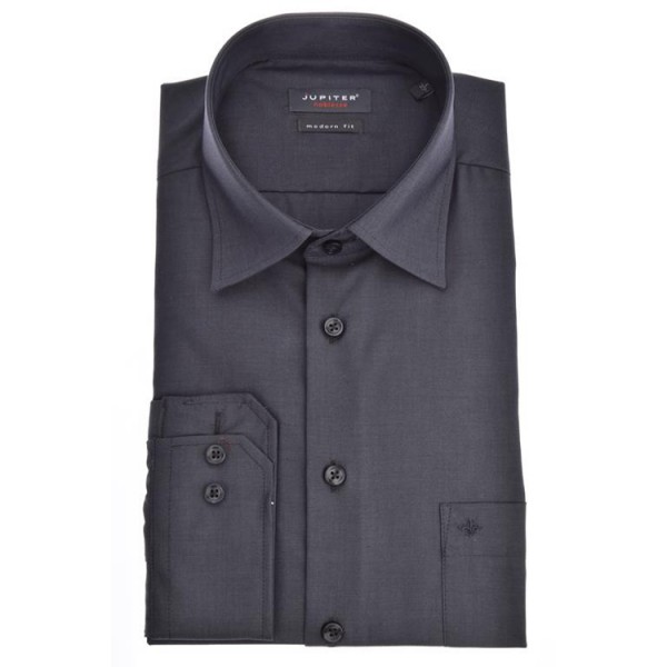 Camicia Jupiter MODERN FIT CHAMBRAY antracite con Kent collar in taglio moderno