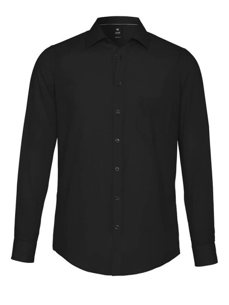 Camicia Pure MODERN FIT UNI POPELINE nero con Kent collar in taglio moderno