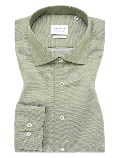 Camicia Eterna SLIM FIT STRUTTURA verde con Kent collar in taglio stretto