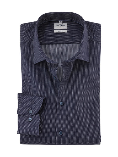 Chemise Olymp LEVEL 5 FAUX UNI bleu foncé avec col New York Kent en coupe étroite