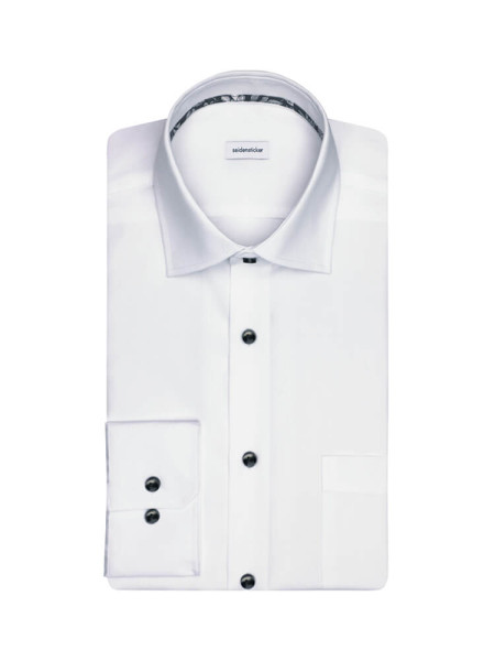 Camicia Seidensticker MODERN UNI POPELINE bianco con Business Kent collar in taglio moderno