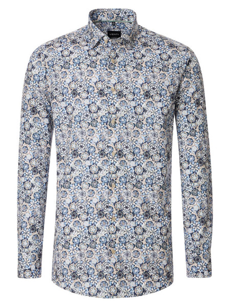 Camicia Venti MODERN FIT PRINT azzurro con Under Button Down collar in taglio moderno