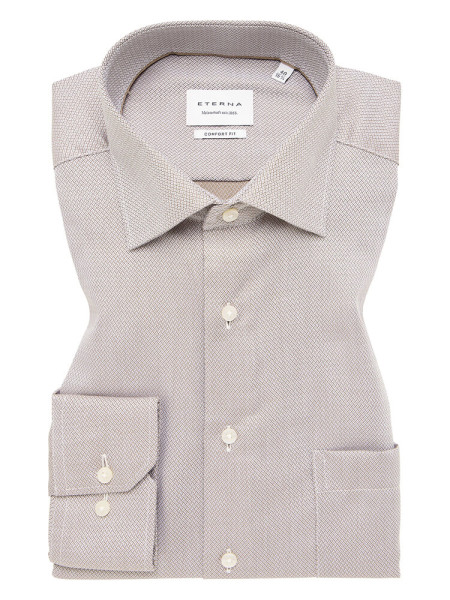 Camicia Eterna COMFORT FIT STRUTTURA beige con Kent collar in taglio classico