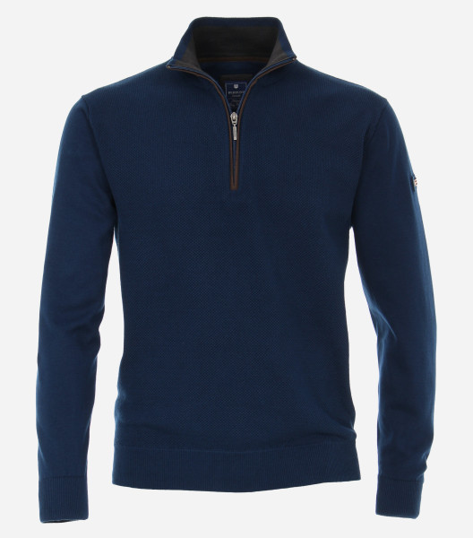 Pull Redmond REGULAR FIT TRICOTÉ bleu foncé avec col Col montant en coupe classique