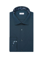 Camicia Seidensticker MODERN UNI POPELINE turchese con Business Kent collar in taglio moderno