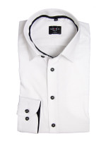 Camicia Marvelis BODY FIT UNI POPELINE bianco con New York Kent collar in taglio stretto