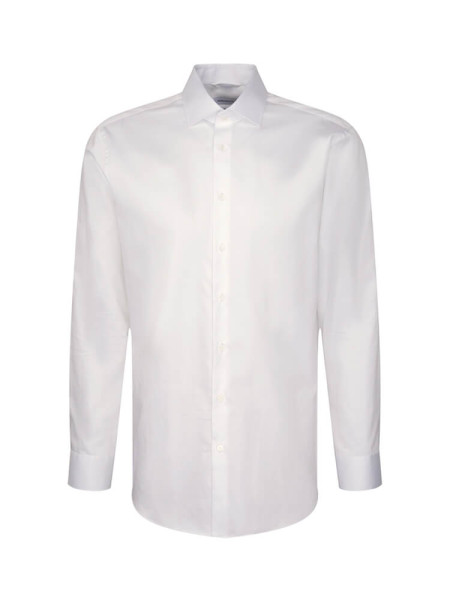 Camicia Seidensticker MODERN SATEEN bianco con Nuovo Kent collar in taglio moderno