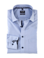 Camicia Olymp LUXOR UNI POPELINE azzurro con Global Kent collar in taglio moderno