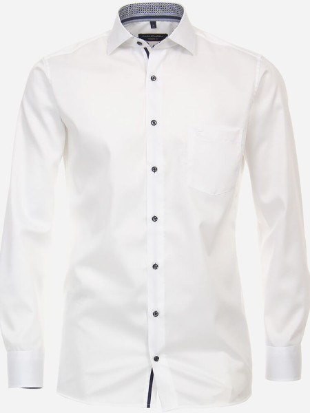 Camicia CASAMODA MODERN FIT UNI POPELINE bianco con Kent collar in taglio moderno