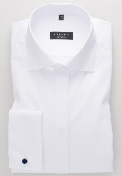 Camicia Eterna COMFORT FIT TWILL bianco con Kent classico collar in taglio classico